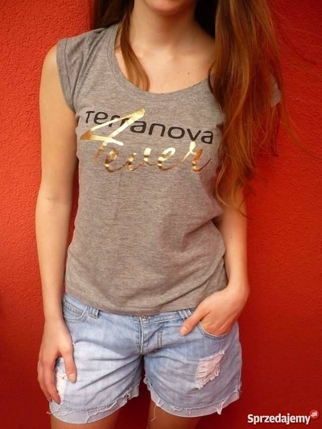 Siwa koszula tshirt Terranova xs 34 s 36 napis Topy i koszulki Inowrocław