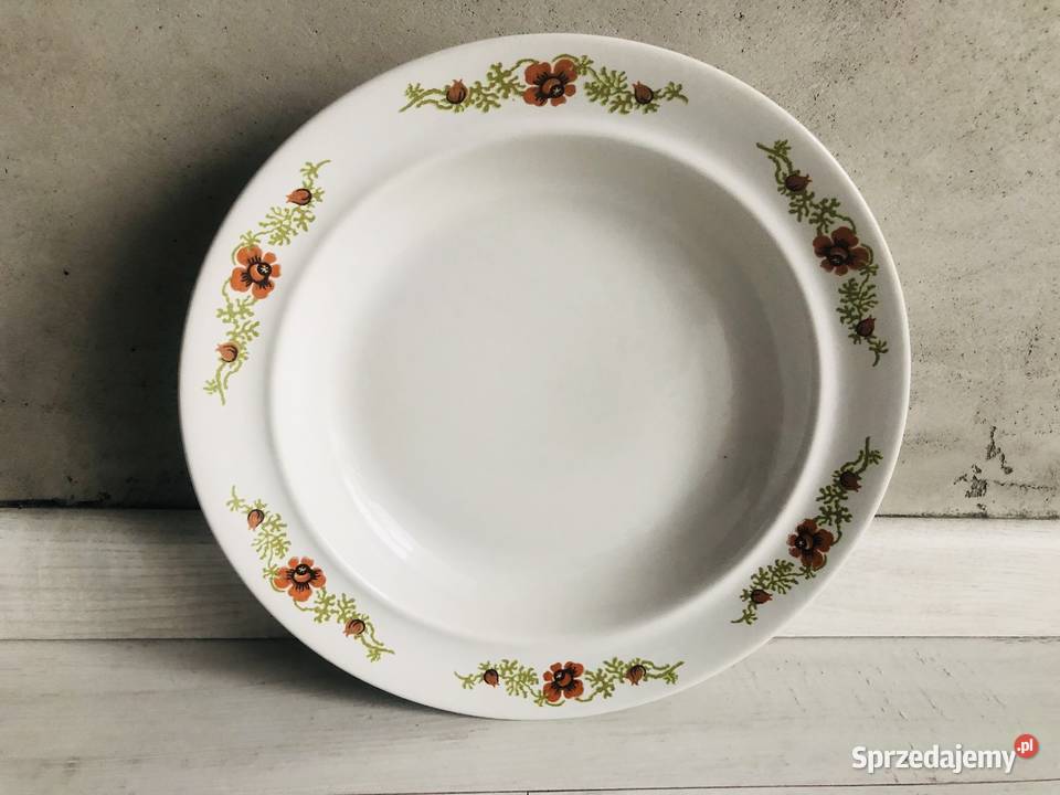 Talerze PRL 6 sztuk porcelit Zakłady Pruszków Łódź