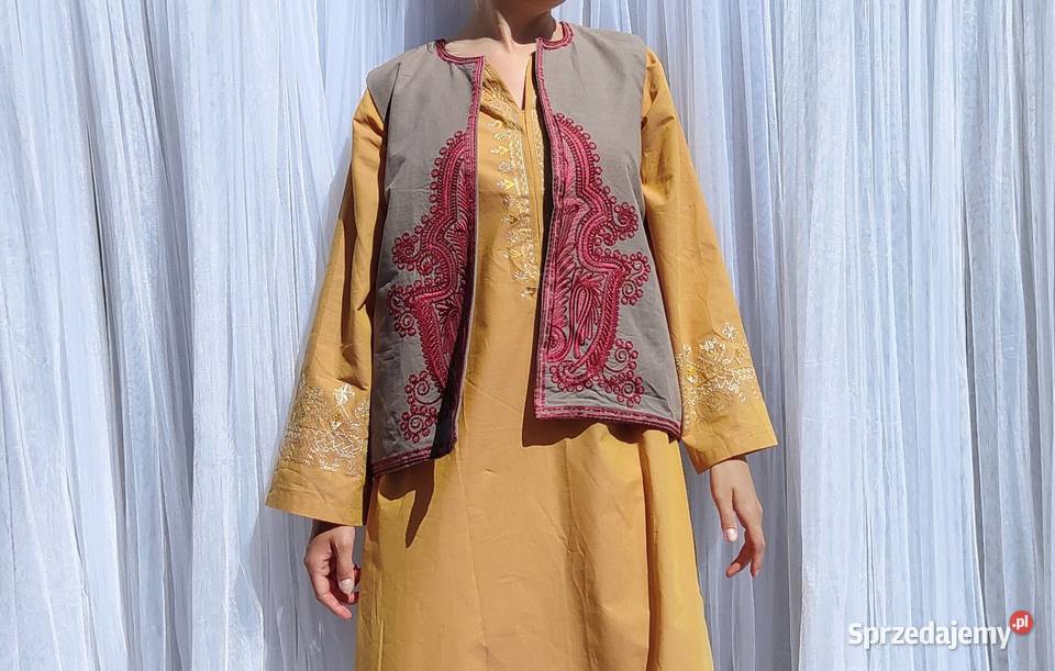 Szara kamizelka boho L 40 XL wzór orientalny Szczecin