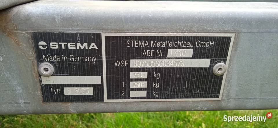 Przyczepka samochodowa Marki Stema 750 DMC Rogoźno