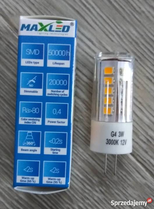 Żarówka LED G4 3 W 12 V biała ciepła biały Wrocław