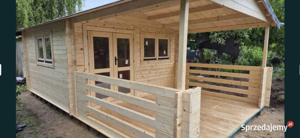ręki SOLIDNY domek drewniany TARAS 7m x 4m28 m2 wielkopolskie Mnichowo