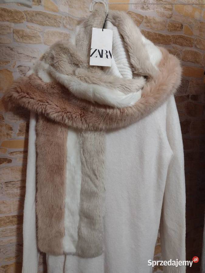 ZARA Ekskluzywny długi Futrzany szal futerko małopolskie Kraków