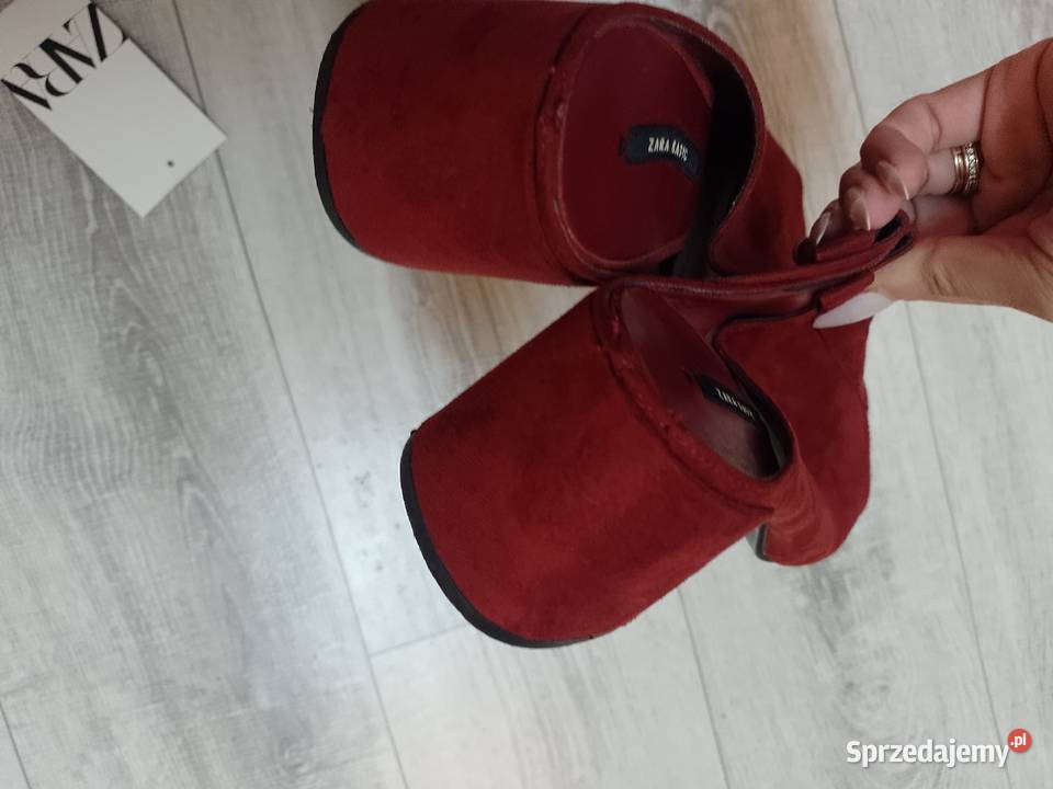 40 ZARA Czerwone bordowe klapki chodaki letnie z Zara Kraków sprzedam