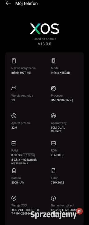 Infinix Hot 40i 85 GB RAM 256 GB Full zestaw Wrocław