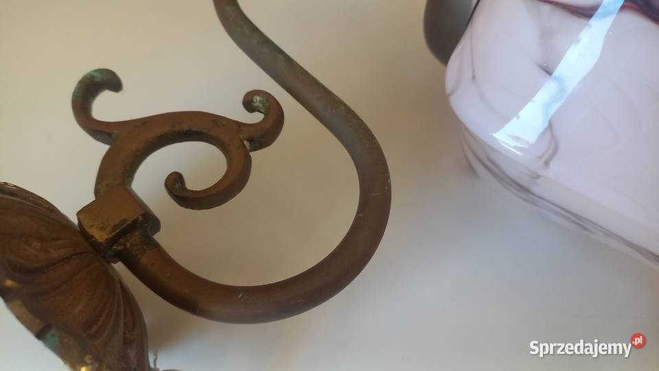 Kinkiet metalowy ścienny Art Deco ze szklanym Gawroniec