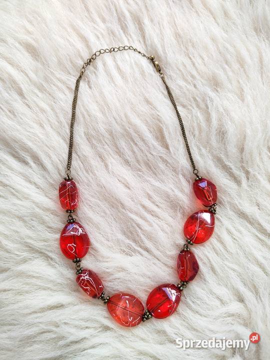 Zestaw biżuetrii Avon Czerwone koralne Kolczyki Naszyjniki Jasło