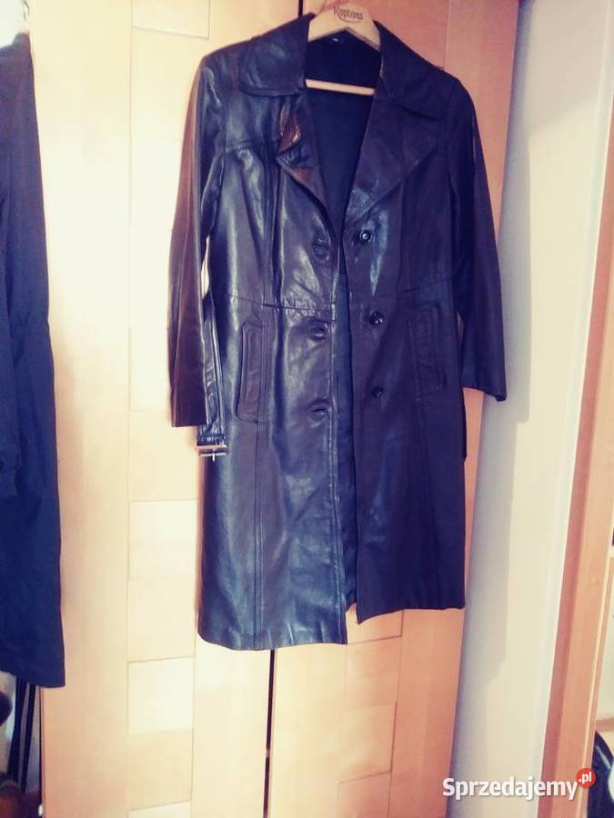 Czarny plaszcz skorzany w stanie Rumia sprzedam