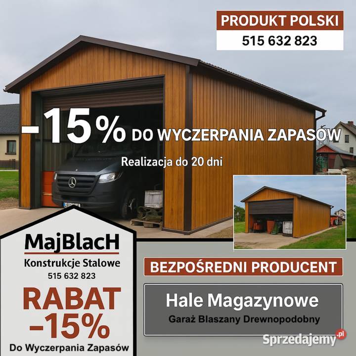 OBNIŻAMY CENY 15 Grafitowy Dwuspadowy Garaż Gryfice