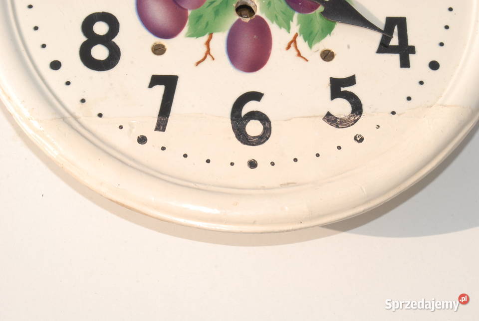 Stary porcelanowy zegarek wiszący śliwki Eska Cieszyn