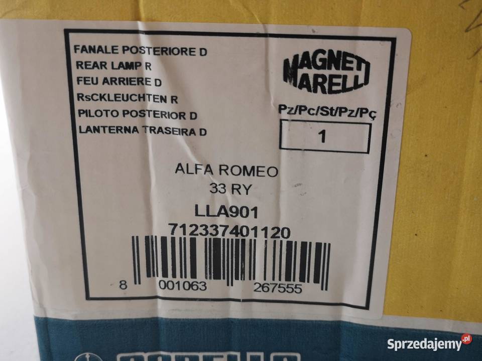 LAMPA PRAWY TYŁ ALFA ROMEO 33 19831995 NOWA