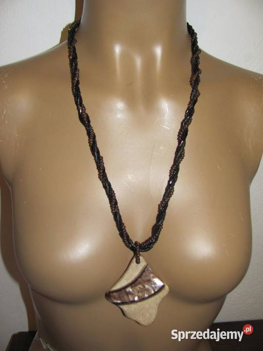 naszyjnik z wisiorem beż i brąz Zamość