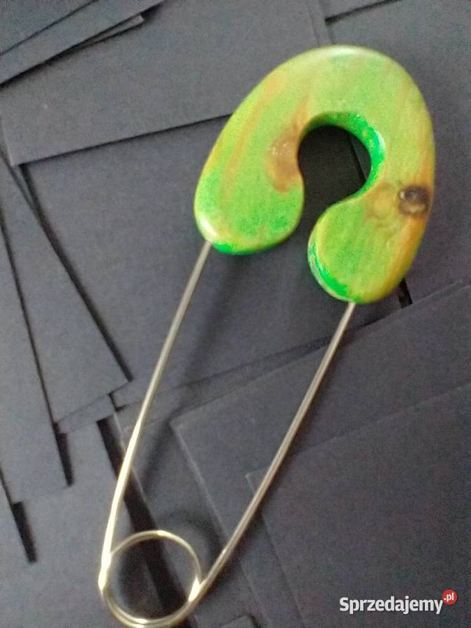 Klasyczna agrafka drewno rękodzieło łódzkie Łódź