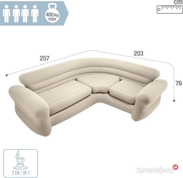Dmuchana kanapa narożna sofa czteroosobowa