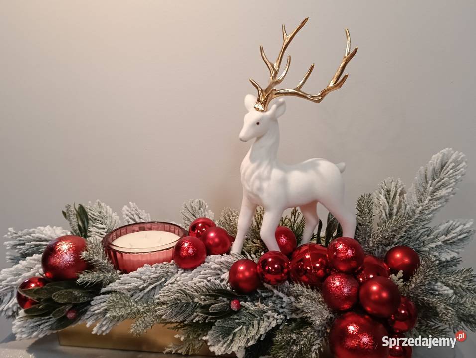 Stroik Świąteczny ze świecą i reniferem Łysiec