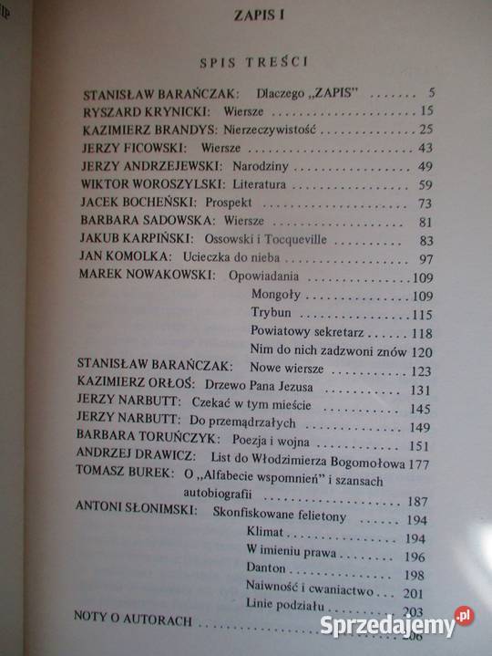 Zapis 8 1978r Barańczak Orłoś Krynicki wiersze łódzkie Łódź