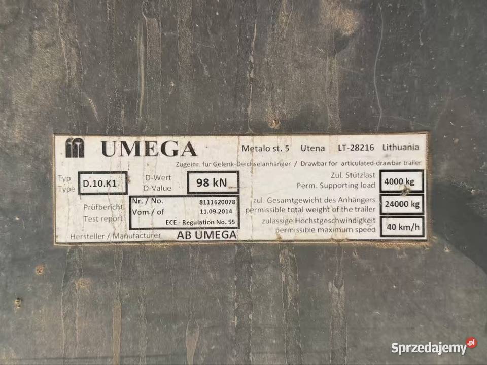 Przyczepa skorupowa 14T Umega SPC 14 tandem wielkopolskie Pleszew sprzedam