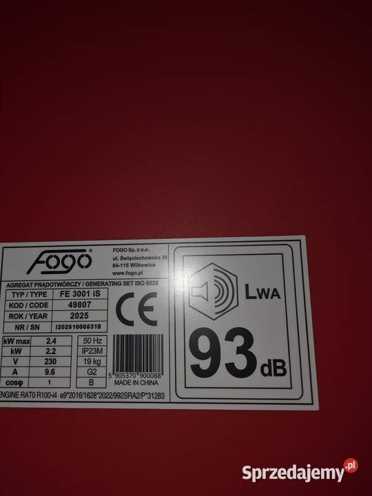 Agregat Fogo 3001 is nowy Dom i Ogród sprzedam