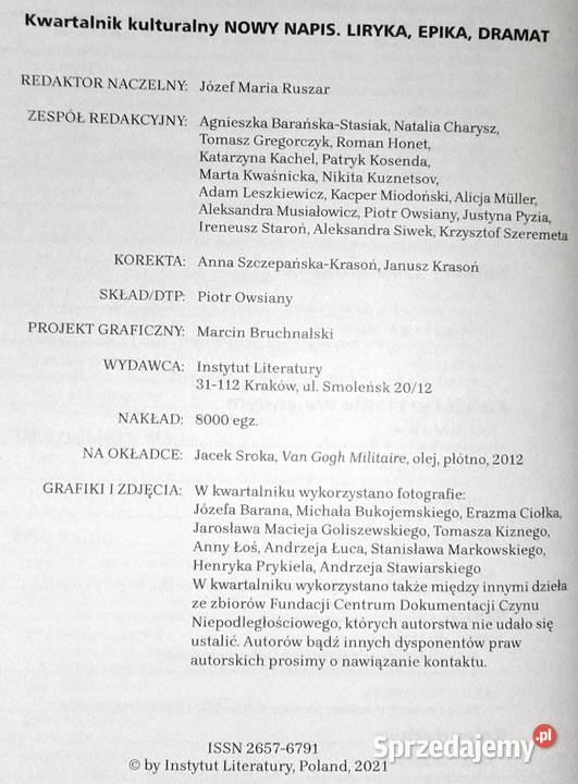 Kwartalnik Kulturalny Nowy napis Liryka epika lubelskie Chełm sprzedam