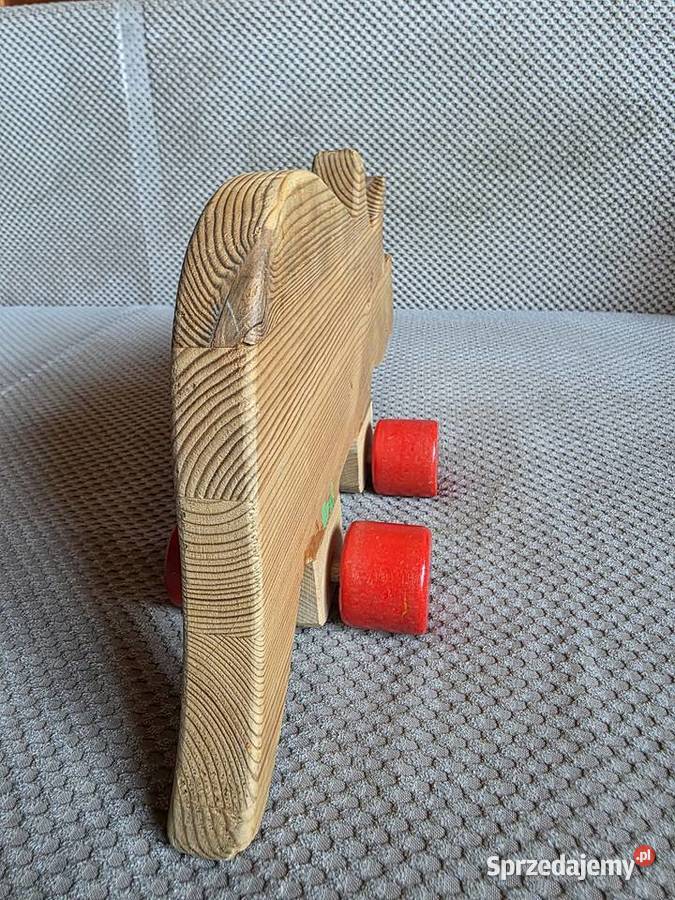 Erzi duży drewniany dinozaur na kółkach