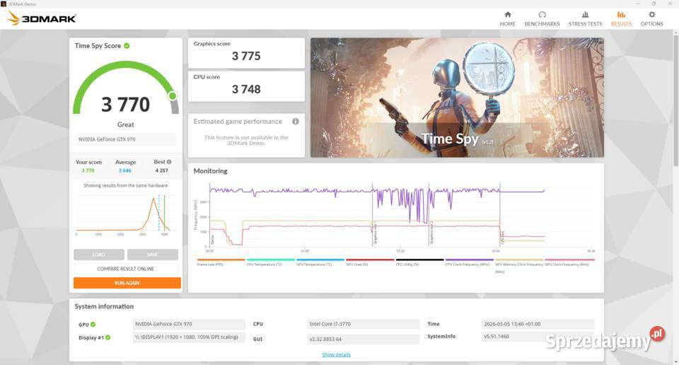 Komputer do gier i73770 16GB GTX 970 SSD Windows Klasy Core i7 Ostrów Wielkopolski