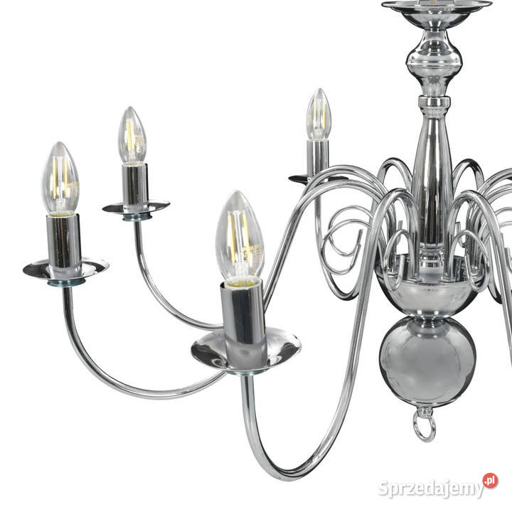 Żyrandol srebrny 8 żarówek E14 WM281618