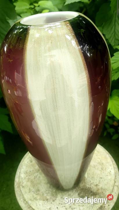 Vintage Ręcznie dmuchany Murano Ametyst i biel Pabianice