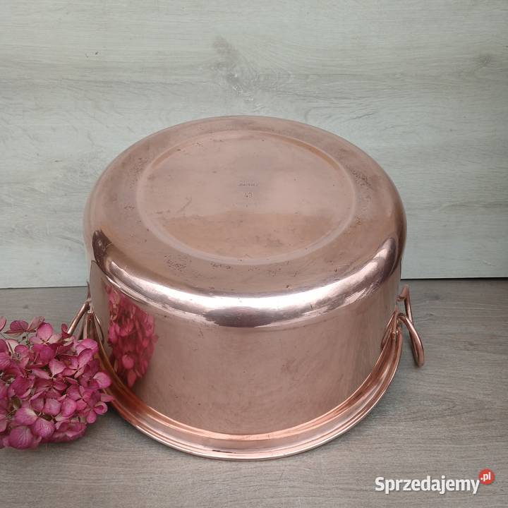 Duża miedziana misa miedziany garnek do powideł