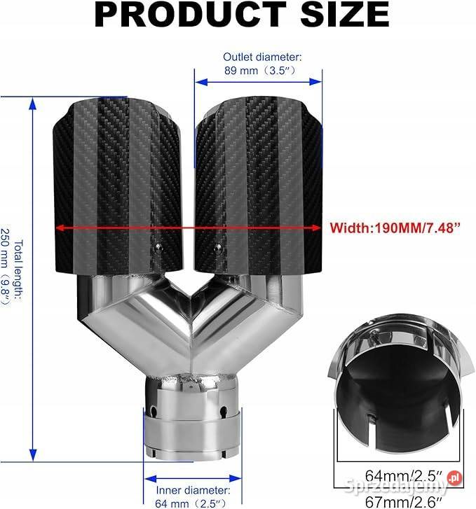 Sportowe końcówki wydechu tłumika Pozostałe mazowieckie Myszyniec sprzedam