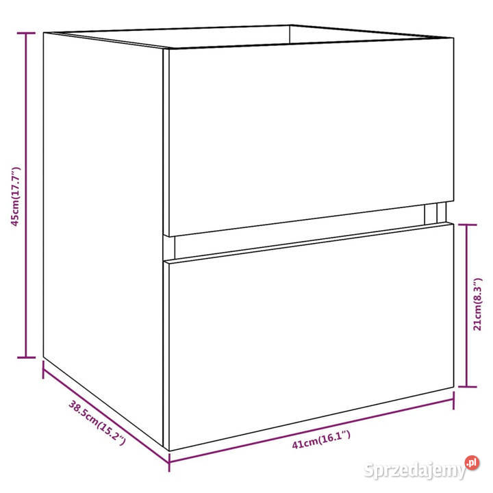 Szafka pod umywalkę przydymiony dąb 41x385x45 Pozostałe Warszawa