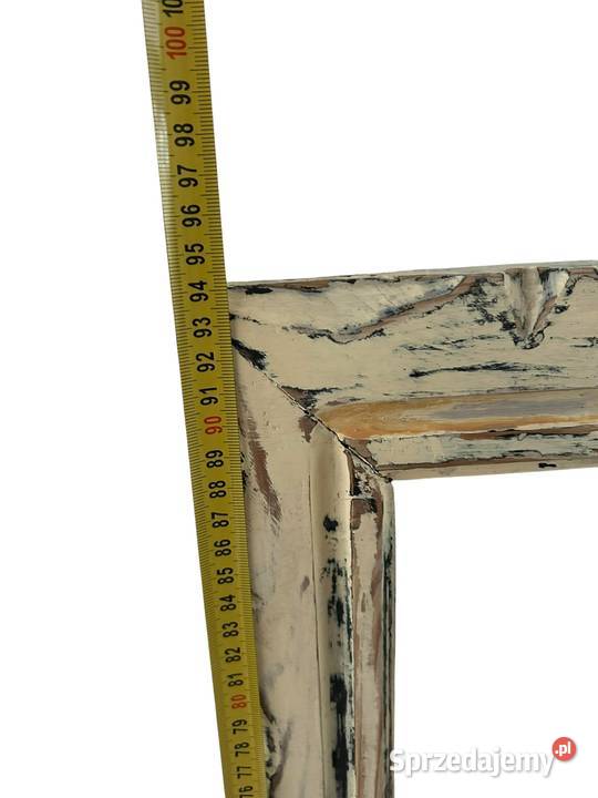 Vintage PRL masywne rustykalne lustro z litego Warszawa