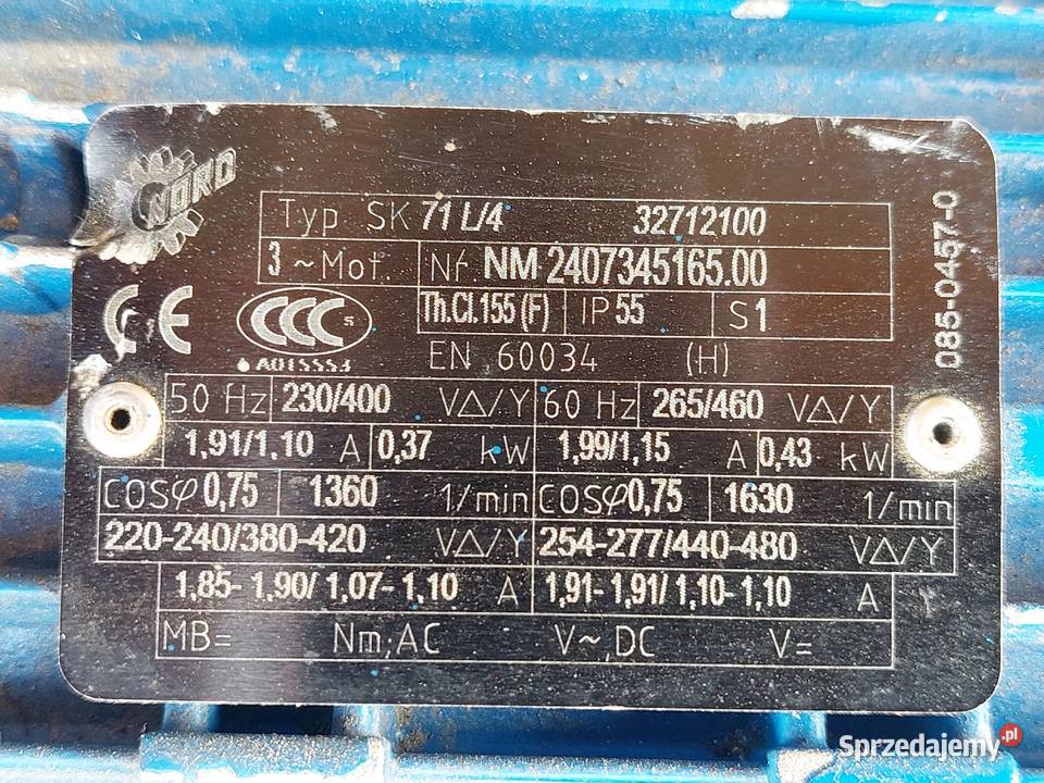 Motoreduktor kątowy 037kw 21obr Nord Mała Wieś
