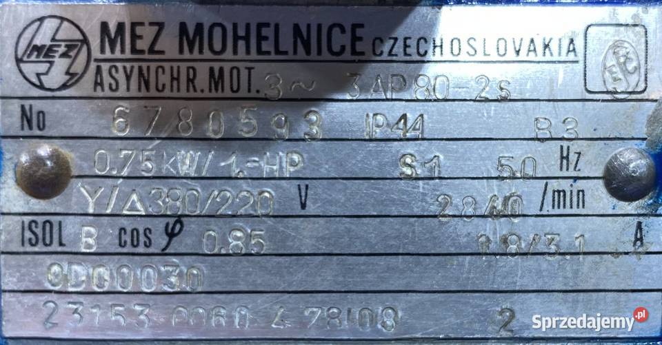silnik elektryczny 075kW 2840obr 3fazowy Pigża