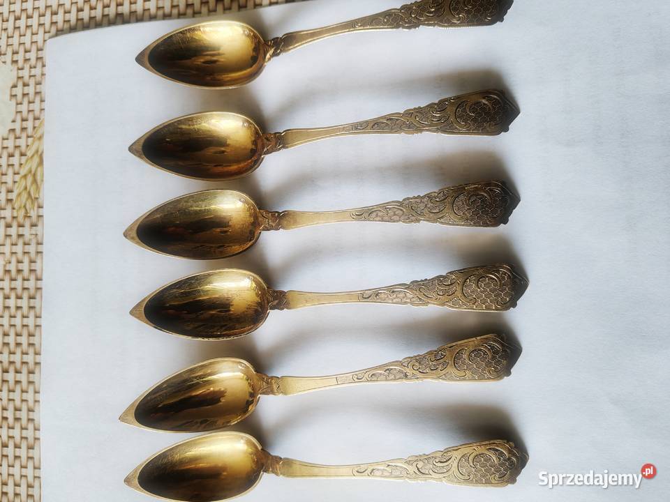 Komplet srebrnych łyżeczek złocononych Piękne Zgorzelec