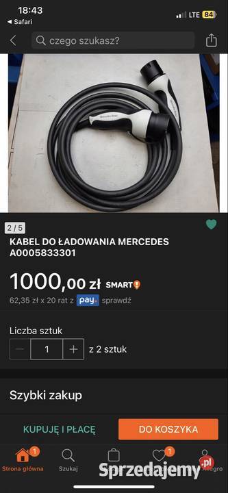 Kabel do ładowania Mercedes A0005833301