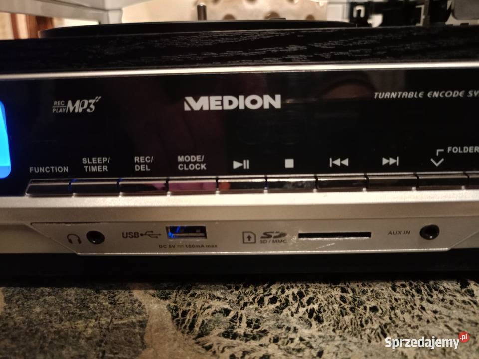 Gramofon MEDION Magnetofon USB MP3 Karta SD AUX Drawski Młyn