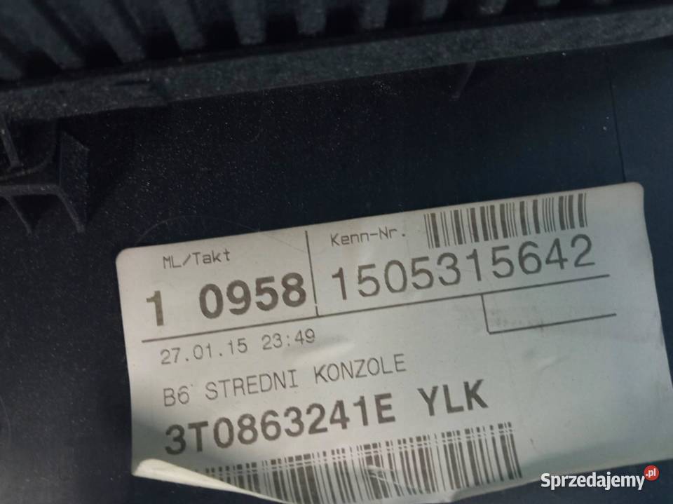 TUNEL ŚRODKOWY PODŁOKIETNIK 3T0863241E Skoda świętokrzyskie