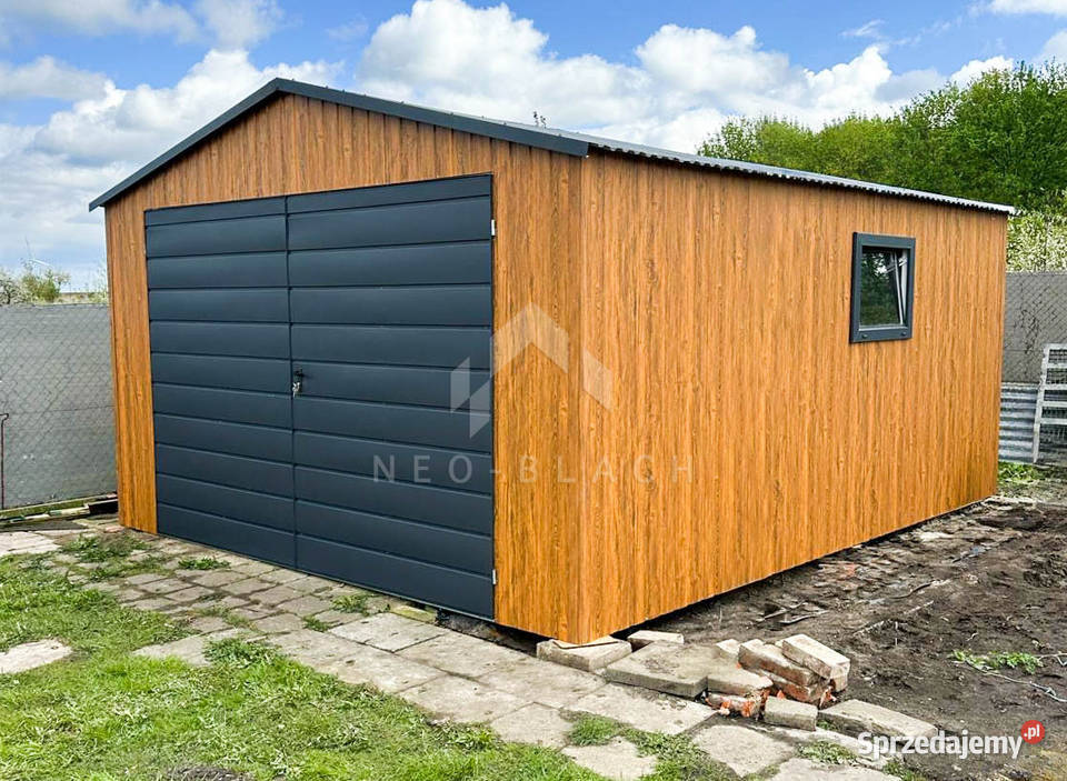Garaż Blaszany 4x6m Brama Dwuskrzydłowa Jasny blacha Tczew