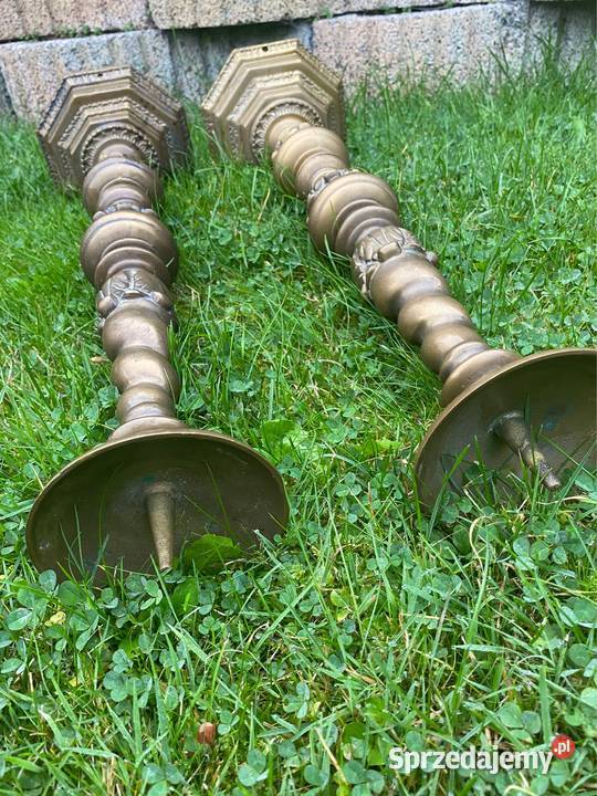 Stare mosiężne świeczniki świecznik kandelabr Bystrzyca Kłodzka