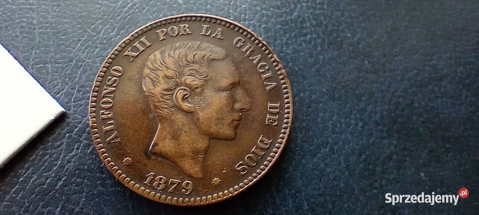 Stare monety 5 centym 1877 Hiszpania Lesko
