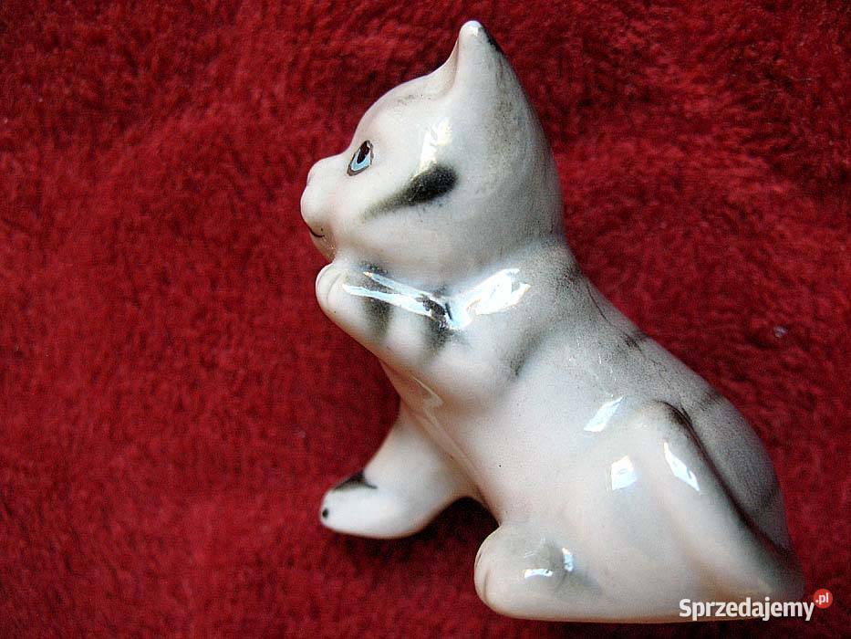Kot mały uroczy kotek Figurka porcelana 4 x 4 x szary Siedlce