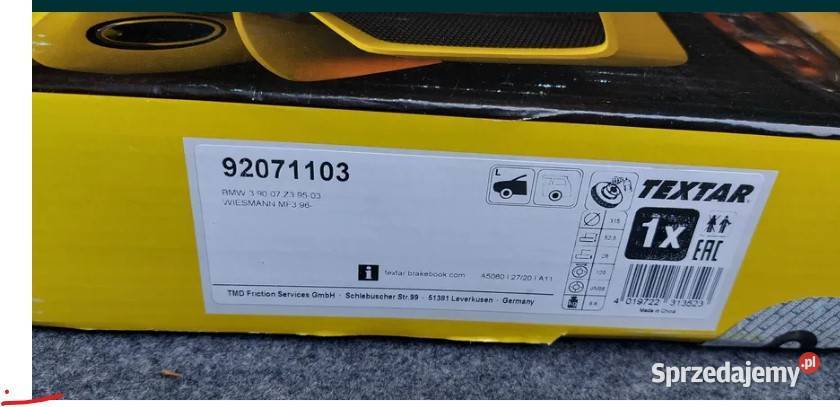 Tarcze BMW E36 M3 Z3 nowe prawa lewa Textar osobowe Pruszków
