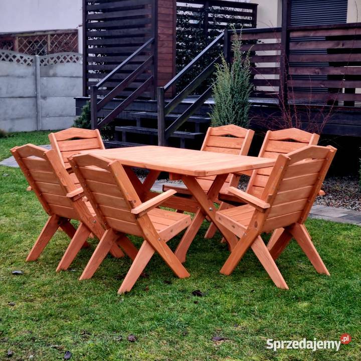 Meble ogrodowe drewniane składane meble tarasowe drewno Kalety