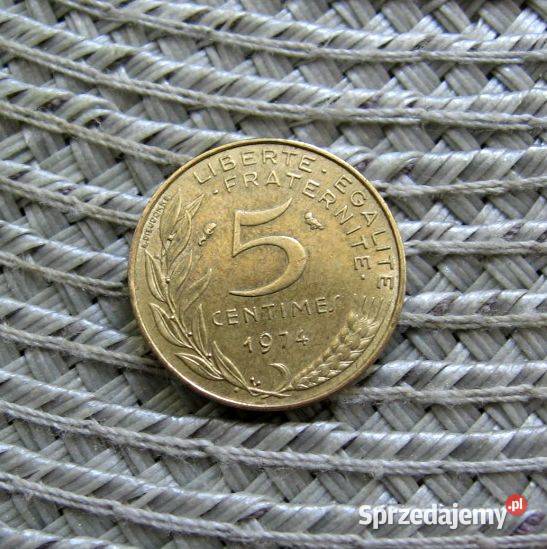 Francja 5 Cenyimów 1974r Numizmatyka Kolekcje