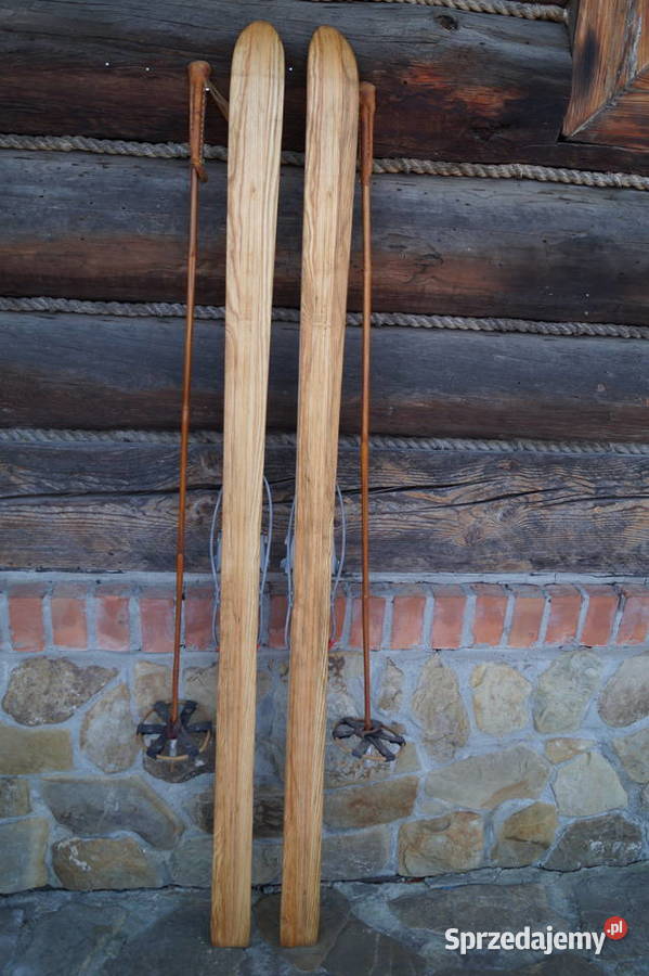 Stare narty jesionowe 165 z kijkami