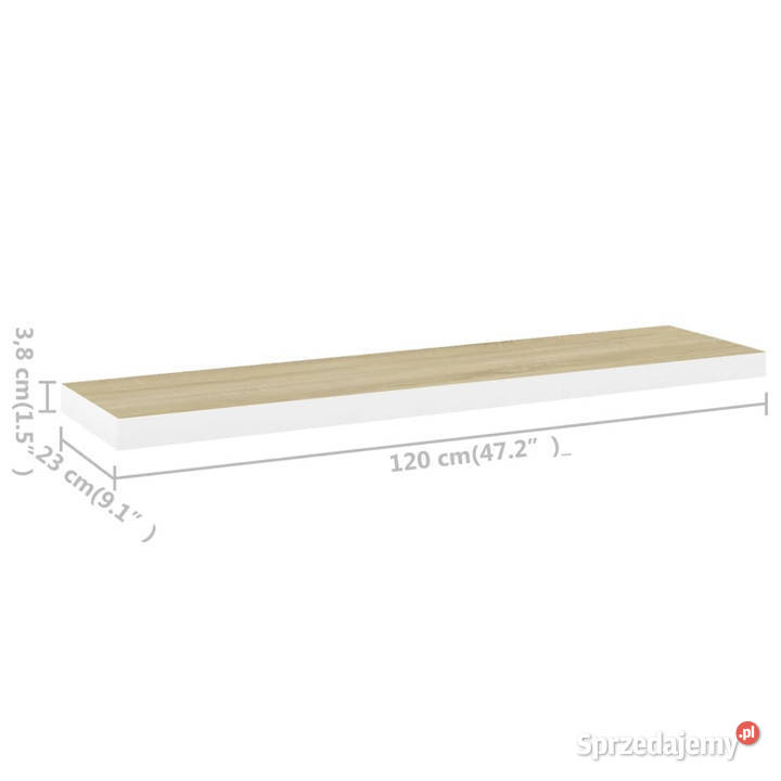Półki ścienne 4 dębowobiałe 120 x 235 x 38 MDF mazowieckie
