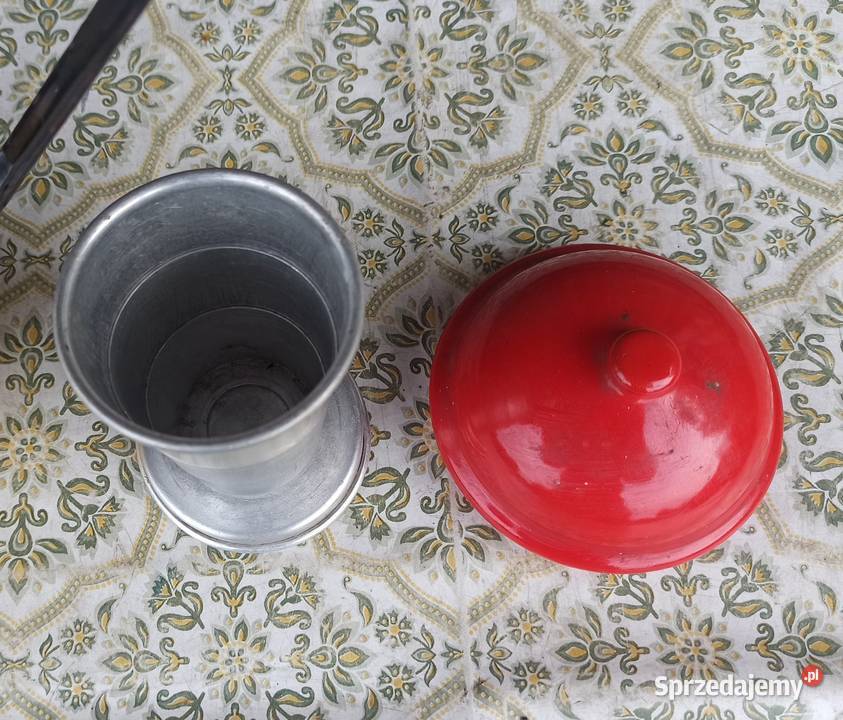 Stary skladany aluminiowy kubek pokrywka kanki łódzkie Wieluń