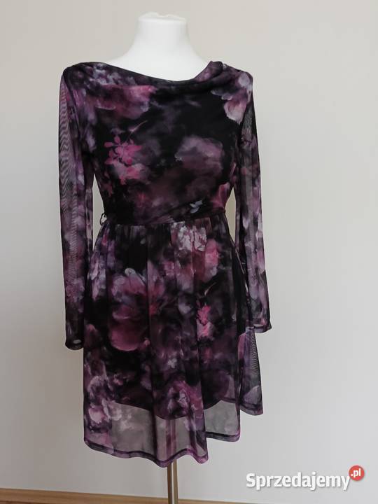 Mohito Kwiatowa sukienka z długim rękawem XXS kolorowy Gdynia sprzedam