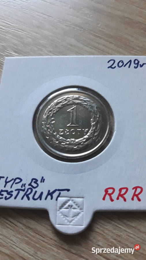 1 złoty 2019 r Destrukt rzadkość Numizmatyka Konin