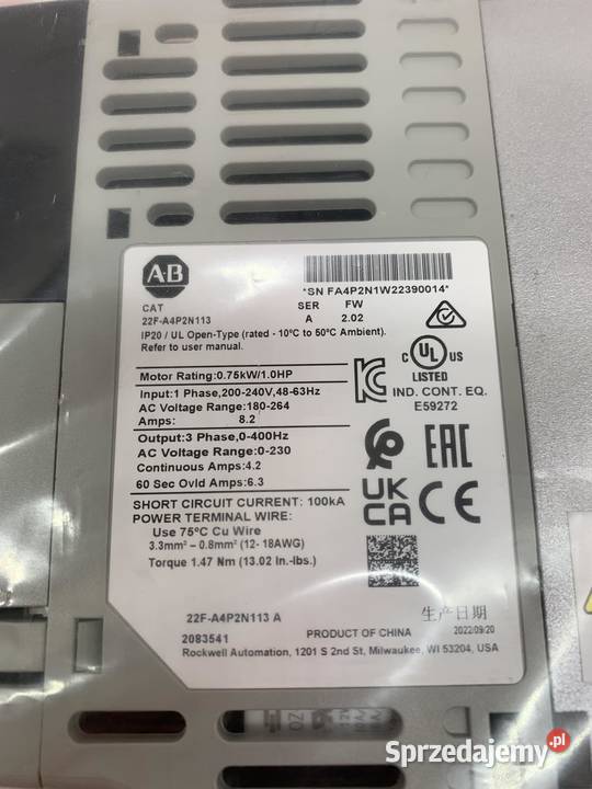Allen Bradley 22FA4P2N113 Inverter 075kW Warszawa
